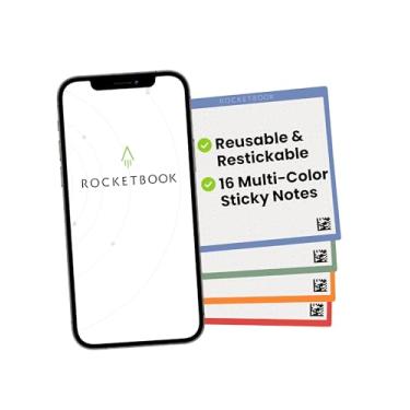 Imagem de Rocketbook Pacote de expansão de notas adesivas reutilizáveis, 7,6 cm x 7,6 cm, 16 notas adesivas multicoloridas - papel pontilhado, conectado ao aplicativo, apagável, adesivo reutilizável, ideal para