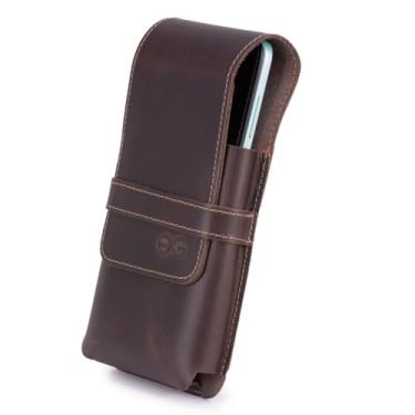 Imagem de Capa Porta Celular Bainha Couro Legítimo com passador de cinto(marrom escuro)