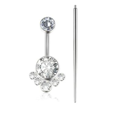 Imagem de ZYTAIJEW G23 Anéis de umbigo hipoalergênicos de titânio com rosca interna 14G 10 mm Petite umbigo CZ anel para mulheres piercing corporal joia com ferramenta de troca afunilada, Titânio, Sem Pedra