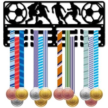 Imagem de CREATCABIN Suporte de Medalha de Futebol Expositor de Medalha de Parede Prateleiras de Metal Suporte de Exibição de Medalha de Metal com Parafusos para Pendurar Medalhas e Exibição Segurança Caixa de