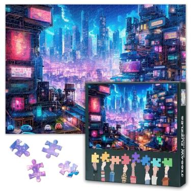 Imagem de Quebra-cabeça para adultos 1000 peças - Cyberpunk City Theme Puzzle (27,5 x 19,7 polegadas), quebra-cabeças desafiadores futuristas para adultos, jogo familiar para homens e mulheres (presente de