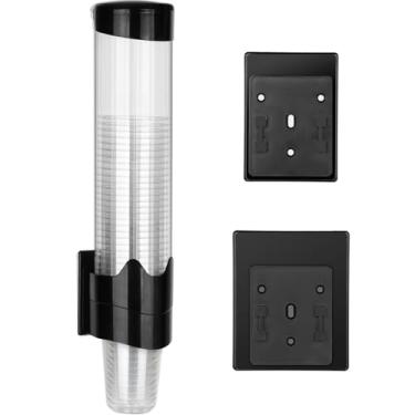 Imagem de Samhe Dispensador de copo grande, suporte de parede para refrigerador de água para 350 ml - copos de plástico descartáveis de papel de 510 g para escritório em casa, com placa de montagem magnética