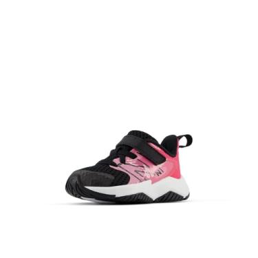Imagem de New Balance Tênis infantil unissex Rave Run V2 de renda elástica com alça superior, Sinal rosa/preto, 18