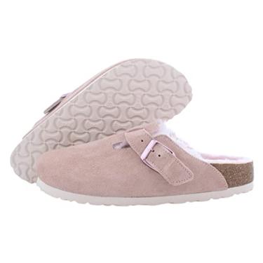 Imagem de Birkenstock Tamancos femininos Boston Shearling, rosa claro/rosa claro, rosa, 38 BR P