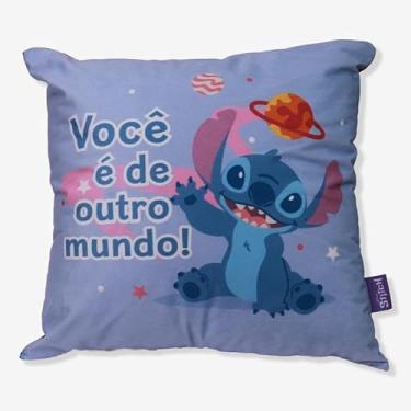 Imagem de ALMOFADA FIBRA VELUDO 40X40CM STITCH E ANGEL NAMORADOS ZONA CRIATIVA