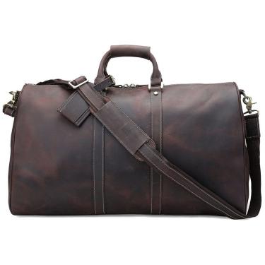 Imagem de Bolsa de Viagem Masculina Clássica de Couro, POLARE 10464499, Marrom Escuro