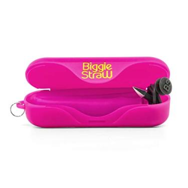 Imagem de BiggieStraw Canudo extra largo dobrável e reutilizável | Smoothies, milkshakes, Boba, Bubble Tea | Estojo de viagem, ferramenta de limpeza, ponta angular | Fácil de limpar | Silicone sem BPA |