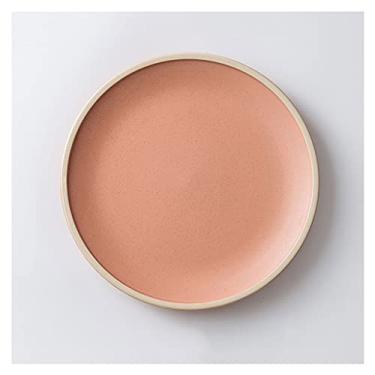 Imagem de Prato de serviço pratos de jantar de cerâmica conjunto de pratos de sobremesa de 25,4 cm para salada macarrão bife e aperitivo pratos de servir pratos de porcelana de cozinha, pratos de cores sortidas