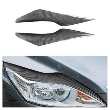 Imagem de 2 peças de acabamento para faróis dianteiros e traseiros de fibra de carbono real para carro, cor preta, compatível com Ford Focus 2 MK2 2008-2010, acessórios leves para carros