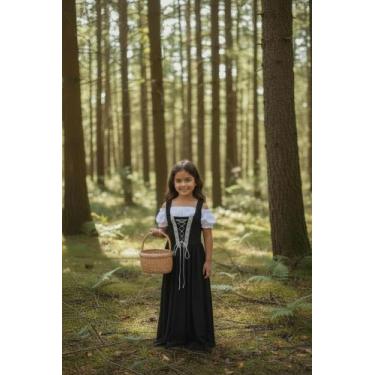 Imagem de Vestido Camponesa medieval preto com blusinha ciganinha - Princesa Urb