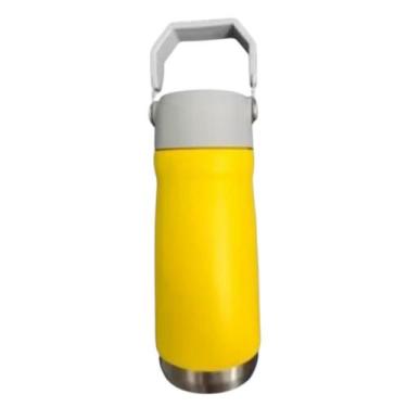 Imagem de Squeeze Garrafa 650 ml Aço Inox Térmica com Canudo - NoBrand, Amarelo