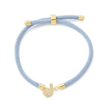 Imagem de Pulseira de amizade ajustável com letra inicial de latão micro pavê zircônia cúbica berloques joias para mulheres e homens pulseiras de cordão de nylon, presente para mulheres ou homens, 2.6 inch