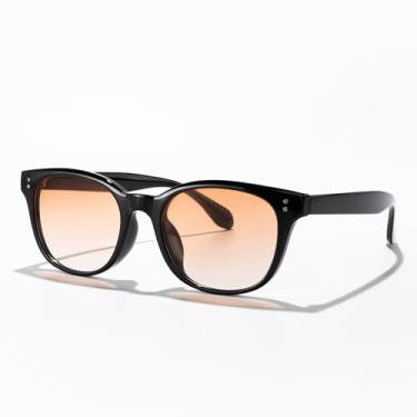 Imagem de Óculos de sol quadrados modernos olho de gato para mulheres e homens, estilo coreano, moderno, superdimensionado, verão, uso urbano, acessórios UV400, Armação preta/lente gradiente rosa, Lens Width