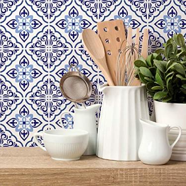 Imagem de Adesivo de Azulejo Hidráulico Azul Clássico 20x20cm 24un