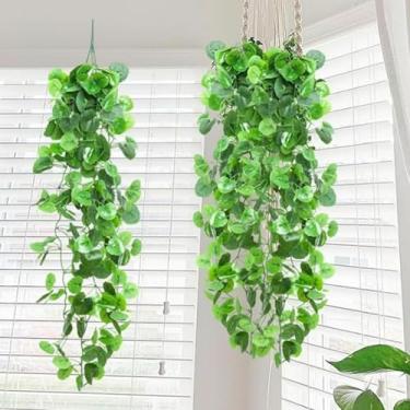 Imagem de 1,1 m de folhas verdes artificiais de folhas de hera, folhas falsas, guirlandas penduradas para decoração de festa de casamento no jardim (folha de begônia verde)