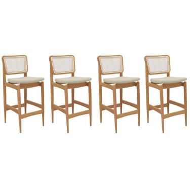 Imagem de Banqueta Sala De Jantar Liz 1bmm009ca Premium Madeira Maciça Kit 4 Un Carvalho-linho Bege Argila-tela Bege - Kappesberg