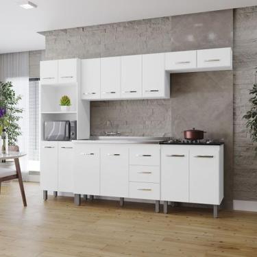 Imagem de Cozinha Íris Completa com Balcão Rosa e Cooktop 4 Bocas MB1 300cm - Am