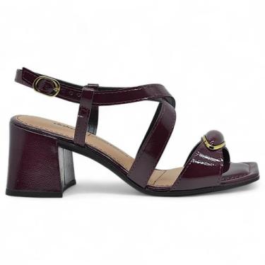 Imagem de Sandalia Dakota Salto Bloco Feminina Conforto Tiras Macia, Vinho, 38