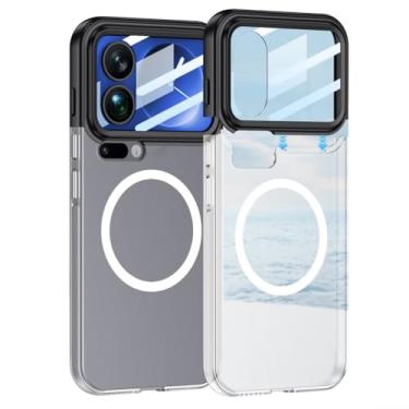 Imagem de LYJSMGZ Capa magnética para Xiaomi 17 Pro Max/17 Pro/17, emenda com bloqueio de cores, translúcida, à prova de choque, suporta capa de carregamento sem fio, preta, 17 Pro