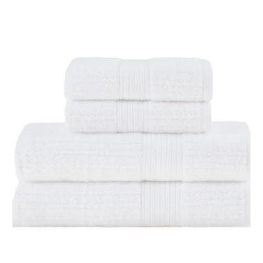Imagem de Toalha de Banho e Rosto Buddemeyer Luxo Fio Penteado 4 Peças Premium Alta Absorção Cor:Branco 1011