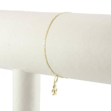 Imagem de Pulseira Piastrine com Anjo 16 Cm Redutor 14 cm Ouro 18k - JOIE JOIAS 