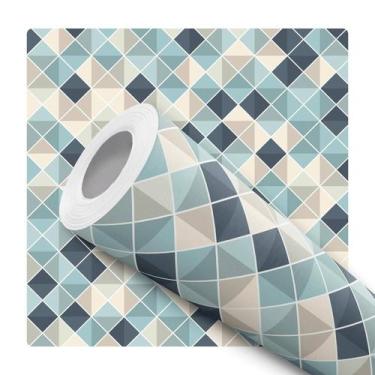Imagem de Papel De Parede Vinílico Pastilha Azul e Cinza Cozinha 3.5m - DELIQUAD
