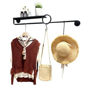 Imagem de Cabideiro de parede de metal para roupas, prateleira de armazenamento, trilhos para quarto, corredor, sala de estar