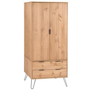 Imagem de Guarda Roupa de Madeira com 2 Portas e 2 Gavetas na cor Marrom Antique