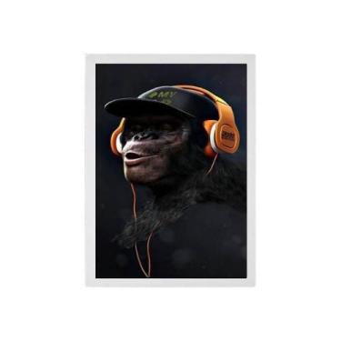 Imagem de Quadro Macaco Com Headphone - Quadros On-Line