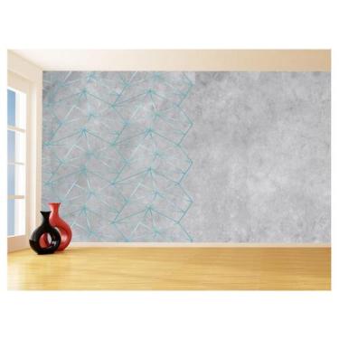 Imagem de Papel De Parede Concreto Linhas Azul Turquesa 3,5M Kkt283 - Você Decor