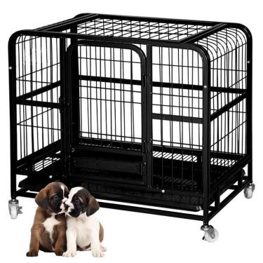 Imagem de Gaiola Cao Gato Pet Cachorro Animal de Estimaçao Pet Shop Canil Rodinhas Transporte Bandeja Removivel