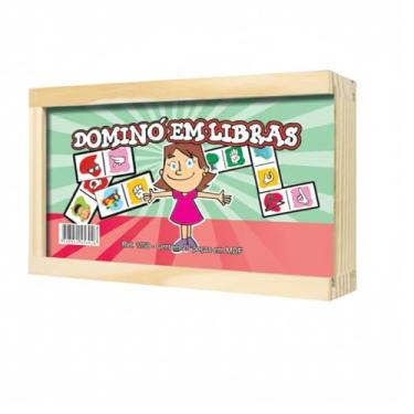 Imagem de Ciabrink, Dominó em Libras 28 Peças em MDF, a Partir dos 4 Anos, Caixa de Madeira