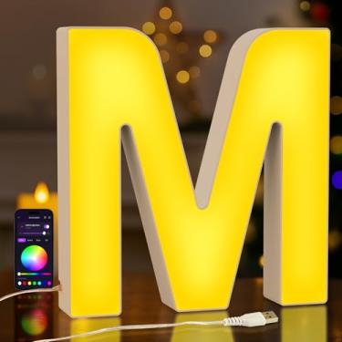 Imagem de MeRGBWLife Luz de LED M – Sinal de letreiro com controle de aplicativo alimentado por USB, presente de dia das mães ou decoração de mesa para mamãe