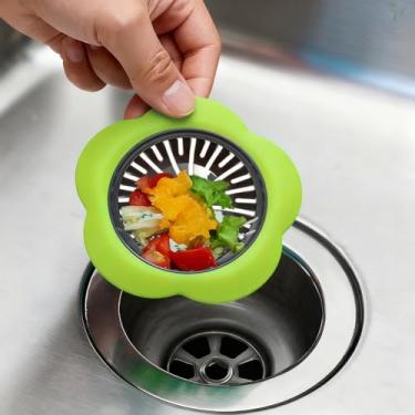 Imagem de Coador de ralo de silicone, coletor de cabelo de ralo de pia, cestas de malha de banheiro para lavanderia, piscina de esfregão, utilidade, inclinação, pia de trailer 11,4 cm de diâmetro (verde)