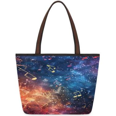 Imagem de Bolsa grande feminina Galaxy Notes Nebulosa de tecido de trabalho com zíper reutilizável bolsa de mão casual viagem pernoite bolsa adequada para viagens, trabalho, férias, praia, compras, academia