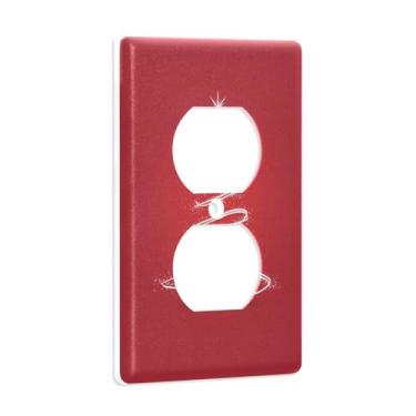 Imagem de Blueangle Placa de parede dupla para árvore de Natal branca brilhante, tamanho padrão, placas de cobertura de tomada elétrica de 1 gangue para decoração de quarto de escritório em casa, 4,53 x 2,76