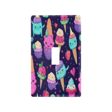 Imagem de Blueangle Capa para placa de parede para interruptor de luz - Cones de sorvete Capa decorativa para tomada de parede, tamanho 1 gangue 4,53 x 2,76 polegadas (135)