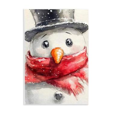 Imagem de Stupell Industries "Close Up Snowman Portrait", arte de placa de parede, 13 x 19