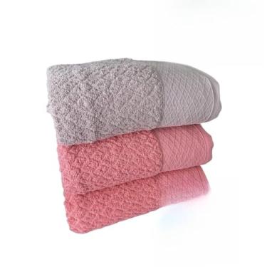 Imagem de Toalha Banho Toalhas de Banho Grandes e Macias 100% AlgodãO Puro Altamente Absorvente AgradáVel ao Toque Adequado para Todos os Tipos de Casas de Banho(Cinza/Rosa/Rosa)