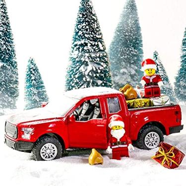 Imagem de ZJchao Caminhão Vermelho de Natal, Ornamento de Carro de Metal Vintage, Brinquedo Retrátil, Com Rodas Rolantes Reais, para Estantes de Livros, Desktops