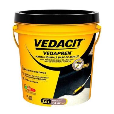 Imagem de Impermeabilizante Para Lajes Preto Vedapren 3,6kg Vedacit