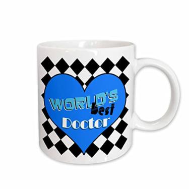 Imagem de 3dRose mug_77591_2Caneca de cerâmica "Worlds Best Doctor - Azul", 425 g, multicolorida