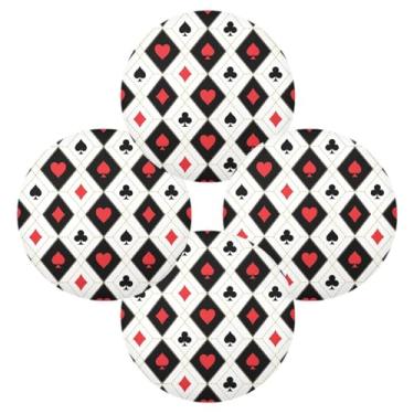 Imagem de Wassud Jogo americano conjunto de 4 tapetes redondos de diamante com corações vermelhos para cozinha e jantar, tapetes laváveis e resistentes ao calor, decoração de mesa 39 cm