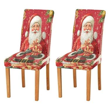 Imagem de SEHANY Conjunto de 4 capas de cadeira de gnomo de Papai Noel para sala de jantar, elástico, removível e lavável, para cozinha, hotel, festa, decoração de Natal