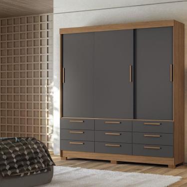 Imagem de Guarda-roupa Casal Santos Andirá Morretes Com 194,4cm Jatobá Com Grafite