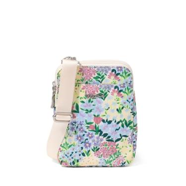 Imagem de Baggallini Bolsa tiracolo moderna Take Two RFID - 12,7 cm x 17,8 cm leve pequena carteira para celular - bolsa de viagem de nylon, Estampa Meadow, One Size, Bolsa tiracolo moderna Take Two RFID - 12,7
