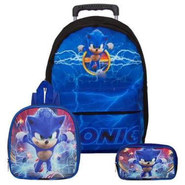 Imagem de Mochila Sonic The Hedgehog Escolar Juvenil Rodinha Lancheira - Toys 2U