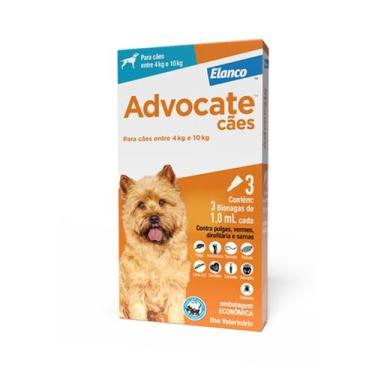 Imagem de Advocate Cães 1,0ml Cães de 4 A 10Kg 3 Pipetas - Elanco