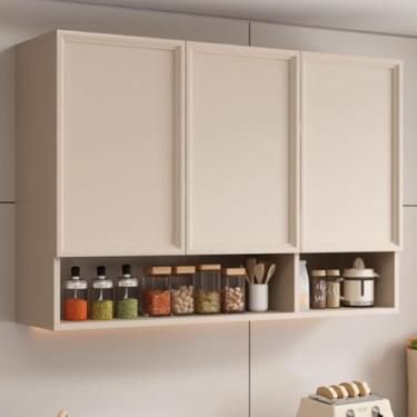Imagem de Armário de armazenamento de cozinha montado na parede - cabana de parede retrô para banheiro, varanda e restaurante - Armário suspenso elegante para cozinha, banheiro e organização de quarto
