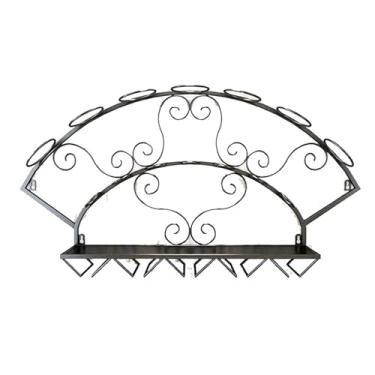 Imagem de Armazenamento de garrafa de vinho rack de vinho pendurado na parede armário de vinho decorativo prateleira de bar vermelho pendurado na parede suporte alto para copo de vinho de cabeça para baixo rack